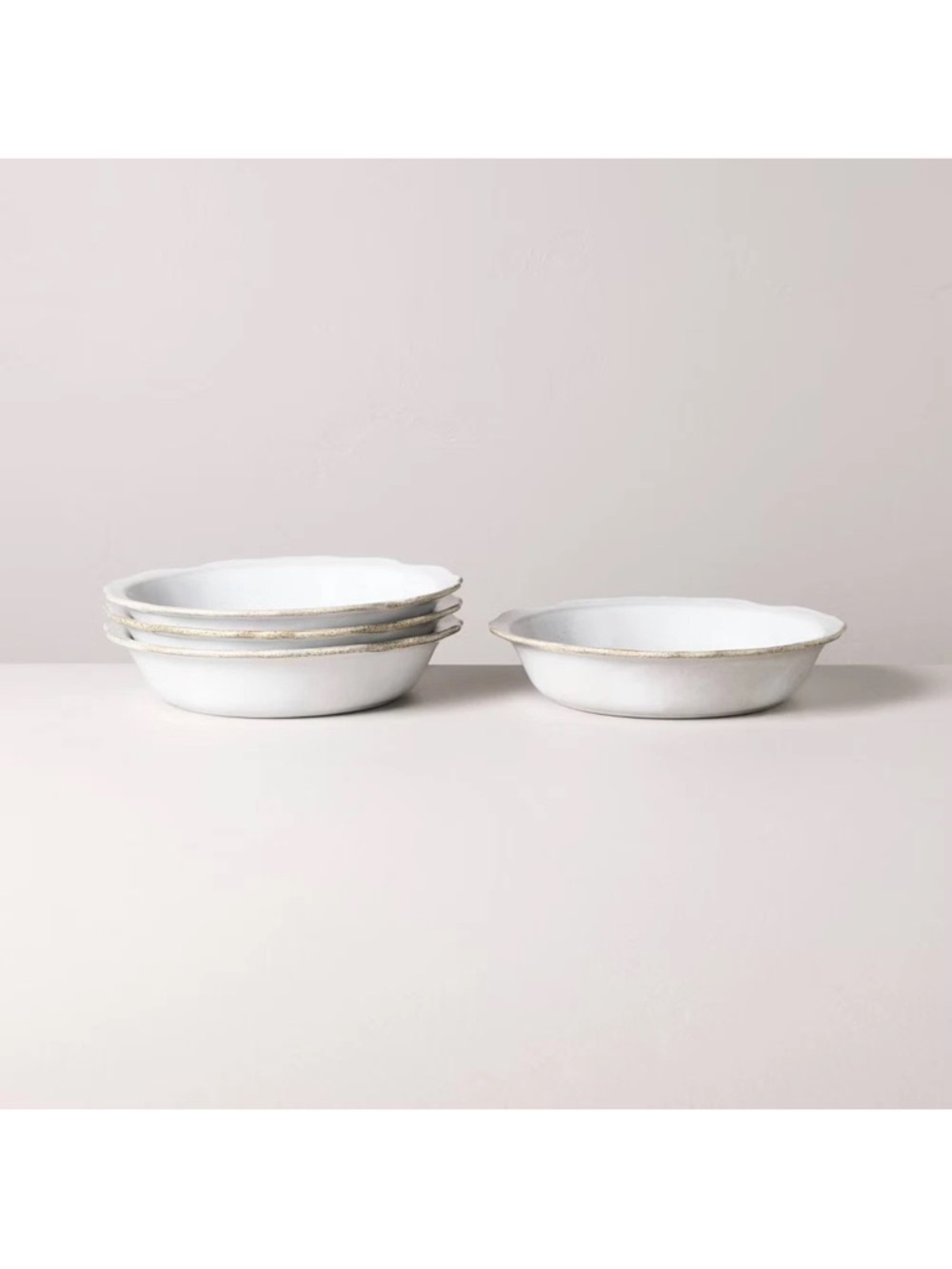 Set of 4 Carved Edge Pasta/Grain Bowls Cream - Hearth & Hand w/ Magnolia NEW